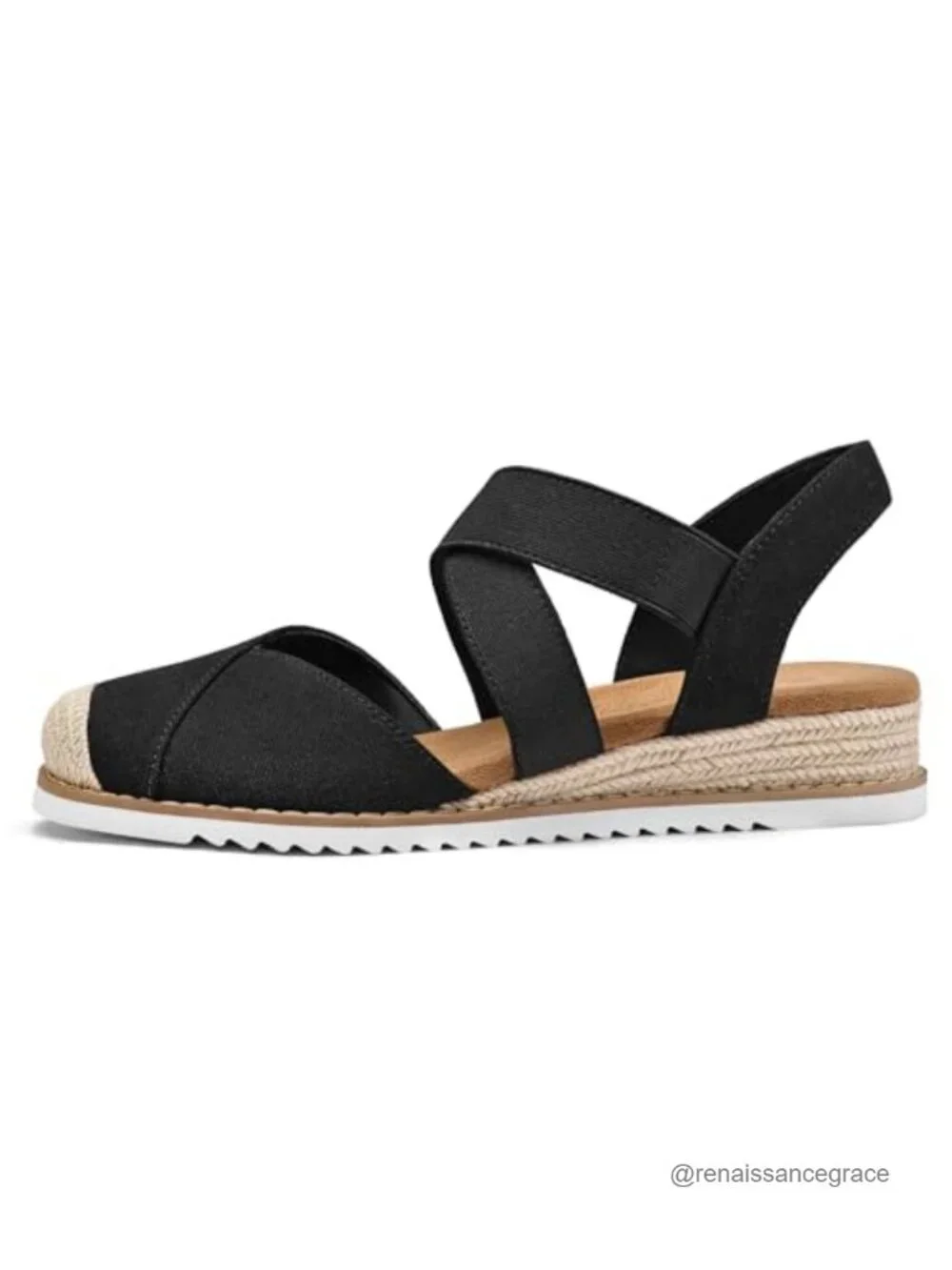 Womens Wedge Sandals Low Heel Closed Toe Espadrilles Slip On